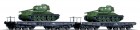 01674 Tillig Set of 2 Heavy duty Flat cars loaded with T 34/85 tanks